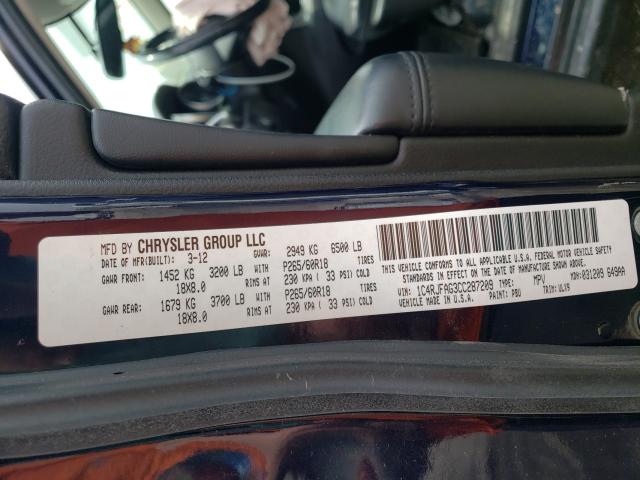 Photo 10 from auction – 2012 JEEP GRAND CHER with VIN 1C4RJFAG3CC287209