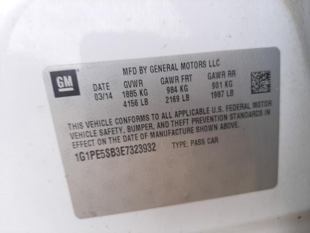 Photo 10 from auction – 2014 CHEVROLET CRUZE LT with VIN 1G1PE5SB3E7323932