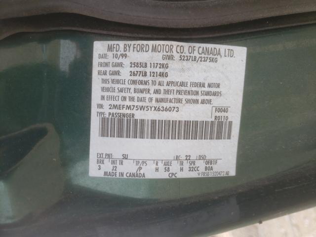 Photo 10 from auction – 2000 MERCURY GRAND MARQ with VIN 2MEFM75W5YX636073