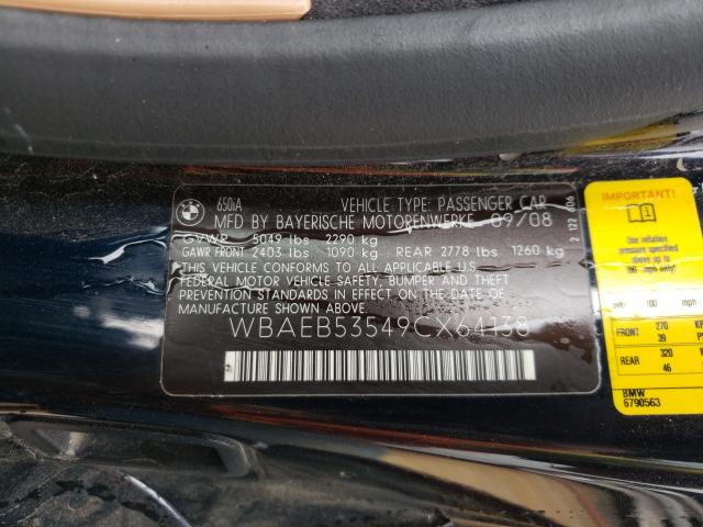 Photo 10 from auction – 2009 BMW 650 I with VIN WBAEB53549CX64138