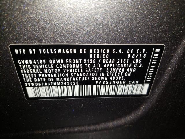 Photo 10 from auction – 2017 VOLKSWAGEN JETTA SE with VIN 3VWDB7AJ7HM243628
