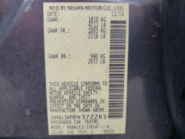 Photo 10 from auction – 2015 NISSAN ALTIMA 2.5 with VIN 1N4AL3AP8FN372261
