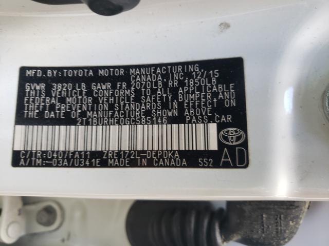 Photo 10 from auction – 2016 TOYOTA COROLLA L with VIN 2T1BURHE0GC585146
