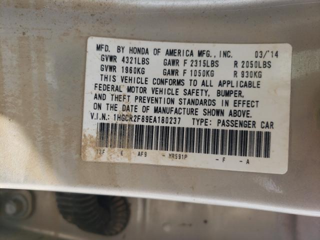 Photo 10 from auction – 2014 HONDA ACCORD EXL with VIN 1HGCR2F89EA180237