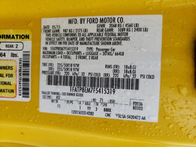 Photo 10 from auction – 2015 FORD MUSTANG with VIN 1FATP8EM7F5415319