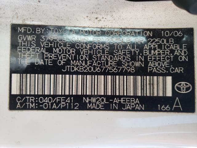 Photo 10 from auction – 2007 TOYOTA PRIUS with VIN JTDKB20U677567798
