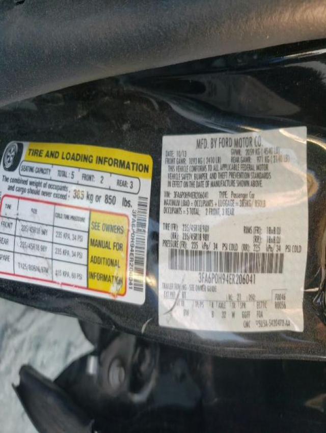 Photo 10 from auction – 2014 FORD FUSION SE with VIN 3FA6P0H94ER206041