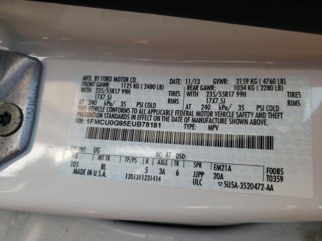 Photo 10 from auction – 2014 FORD ESCAPE SE with VIN 1FMCU0G95EUB78181