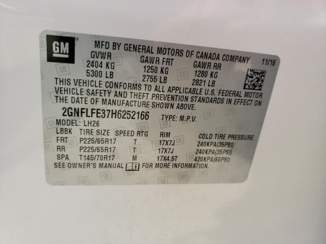Photo 10 from auction – 2017 CHEVROLET EQUINOX LT with VIN 2GNFLFE37H6252166