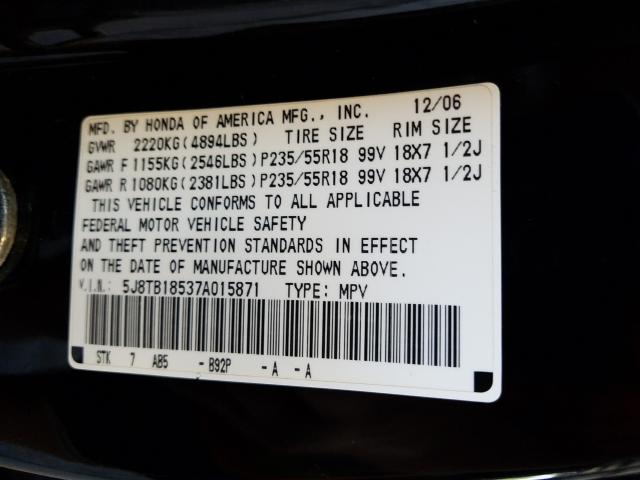 Photo 10 from auction – 2007 ACURA RDX TECHNO with VIN 5J8TB18537A015871