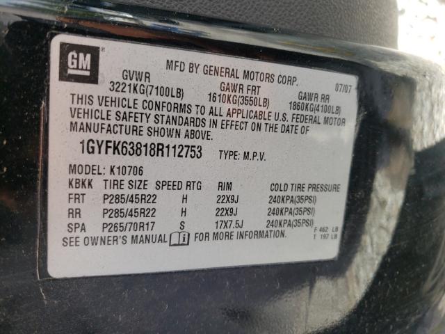 Photo 10 from auction – 2008 CADILLAC ESCALADE L with VIN 1GYFK63818R112753