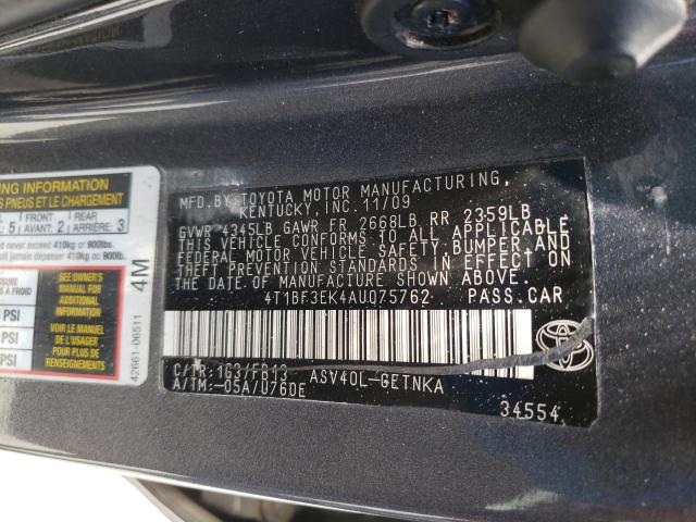 Photo 10 from auction – 2010 TOYOTA CAMRY BASE with VIN 4T1BF3EK4AU075762