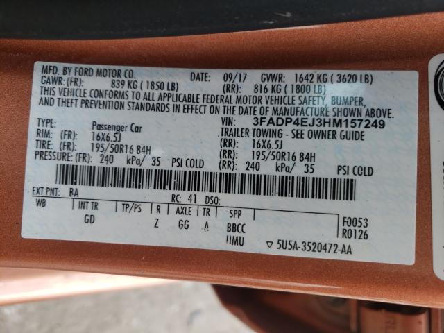 Photo 10 from auction – 2017 FORD FIESTA SE with VIN 3FADP4EJ3HM157249