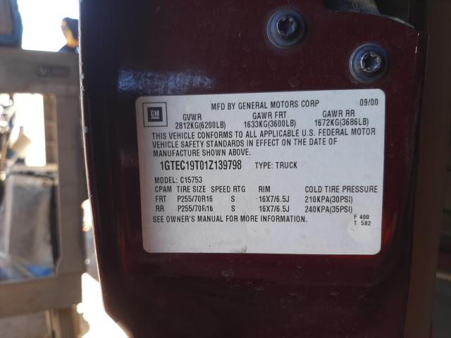 Photo 10 from auction – 2001 GMC NEW SIERRA with VIN 1GTEC19T01Z139798