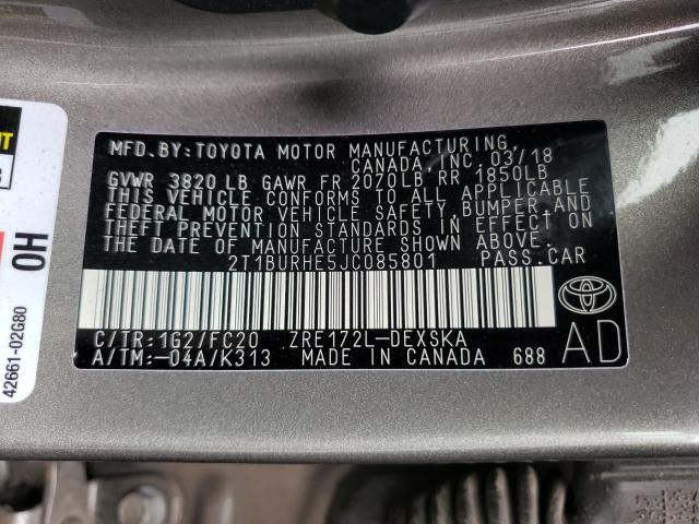 Photo 10 from auction – 2018 TOYOTA COROLLA L with VIN 2T1BURHE5JC085801