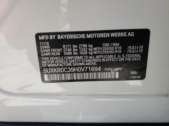 Photo 10 from auction – 2017 BMW X5 XDRIVE3 with VIN 5UXKR0C39H0V71694