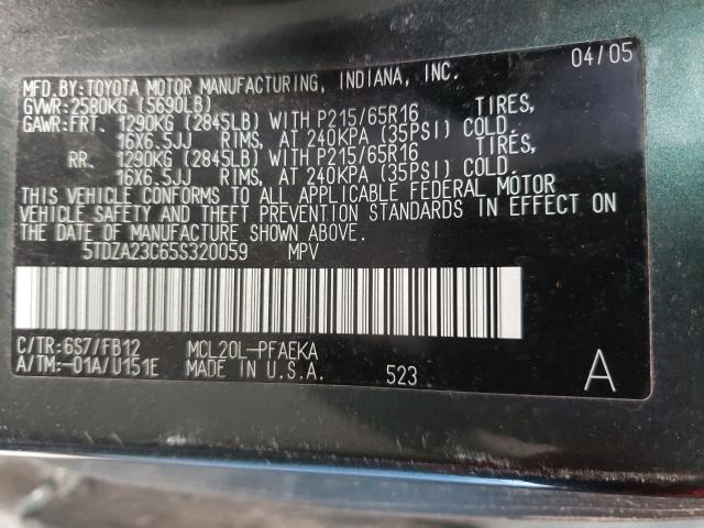 Photo 10 from auction – 2005 TOYOTA SIENNA CE with VIN 5TDZA23C65S320059