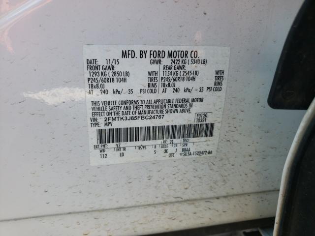 Photo 10 from auction – 2015 FORD EDGE SEL with VIN 2FMTK3J85FBC24767