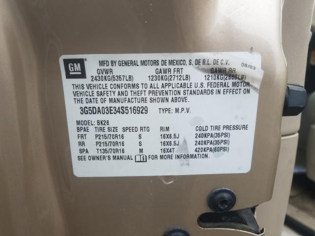Photo 10 from auction – 2004 BUICK RENDEZVOUS with VIN 3G5DA03E34S516929