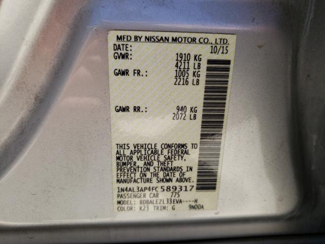 Photo 10 from auction – 2015 NISSAN ALTIMA 2.5 with VIN 1N4AL3AP4FC589317