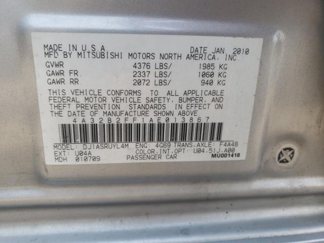 Photo 10 from auction – 2010 MITSUBISHI GALANT FE with VIN 4A32B2FF1AE013867