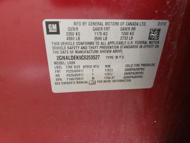 Photo 10 from auction – 2012 CHEVROLET EQUINOX LT with VIN 2GNALDEK9C6253527