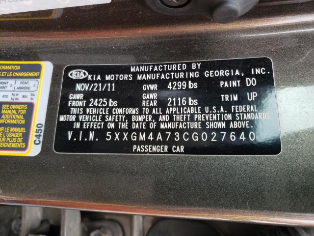 Photo 10 from auction – 2012 KIA OPTIMA LX with VIN 5XXGM4A73CG027640