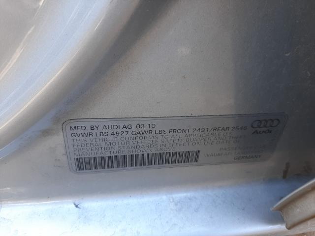 Photo 10 from auction – 2010 AUDI A4 PREMIUM with VIN WAUBFAFL1AN055993