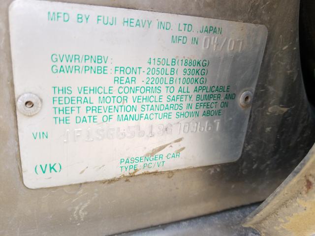 Photo 10 from auction – 2008 SUBARU FORESTER 2 with VIN JF1SG65618G703667