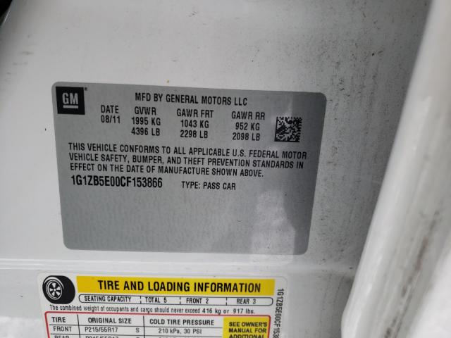 Photo 10 from auction – 2012 CHEVROLET MALIBU LS with VIN 1G1ZB5E00CF153866