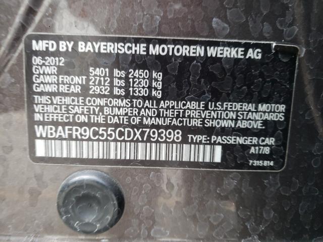 Photo 10 from auction – 2012 BMW 550 I with VIN WBAFR9C55CDX79398