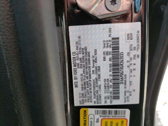 Photo 10 from auction – 2016 FORD FUSION S with VIN 3FA6P0G7XGR262035