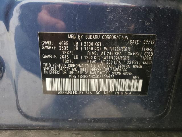 Снимка 10 от търг – 2019 SUBARU OUTBACK 2. с VIN 4S4BSANC4K3309978