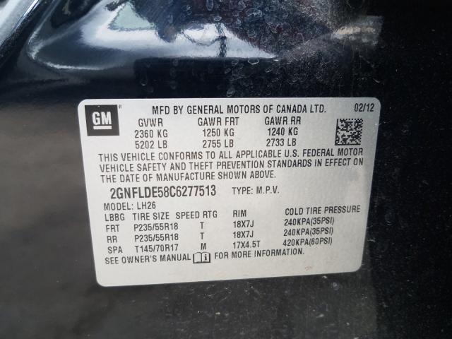 Photo 10 from auction – 2012 CHEVROLET EQUINOX LT with VIN 2GNFLDE58C6277513