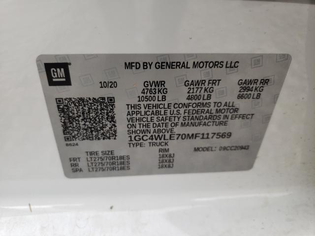 Photo 10 from auction – 2021 CHEVROLET SILVERADO with VIN 1GC4WLE70MF117569