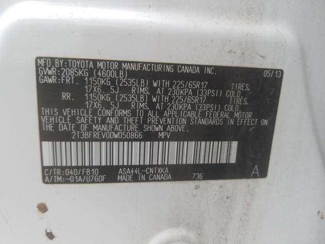 Photo 10 from auction – 2013 TOYOTA RAV4 LE with VIN 2T3BFREV0DW050866