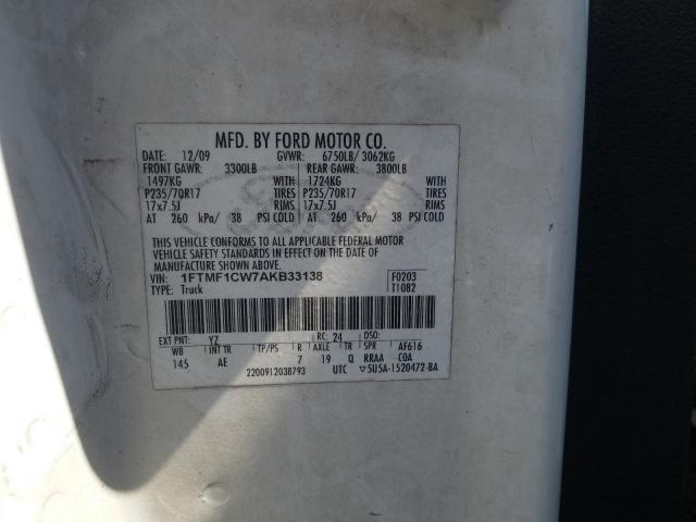 Photo 10 from auction – 2010 FORD F150 with VIN 1FTMF1CW7AKB33138