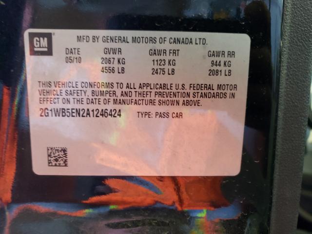 Photo 10 from auction – 2010 CHEVROLET IMPALA LT with VIN 2G1WB5EN2A1246424
