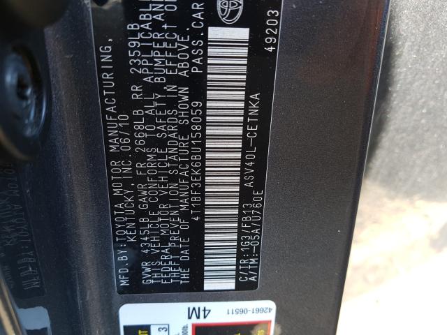 Photo 10 from auction – 2011 TOYOTA CAMRY BASE with VIN 4T1BF3EK6BU158059