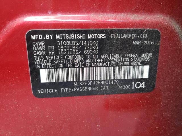 Photo 10 from auction – 2017 MITSUBISHI MIRAGE G4 with VIN ML32F3FJ2HH001479