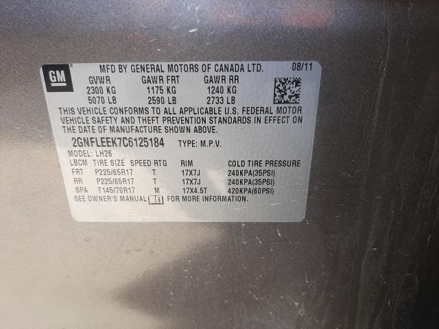 Photo 10 from auction – 2012 CHEVROLET EQUINOX LT with VIN 2GNFLEEK7C6125184