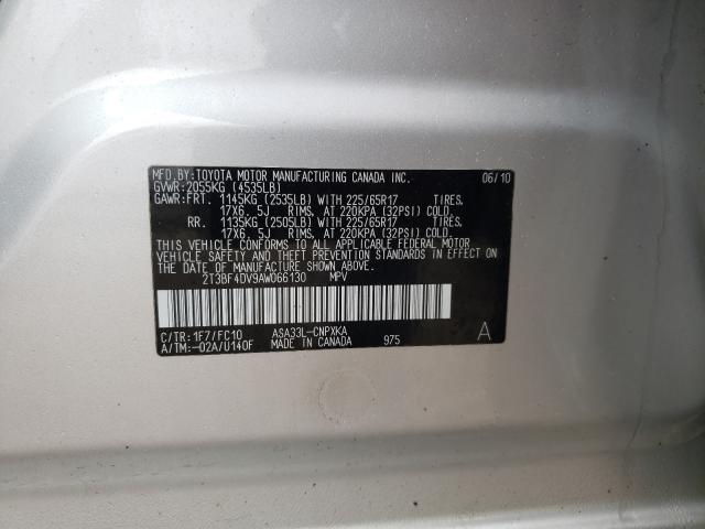 Photo 10 from auction – 2010 TOYOTA RAV4 with VIN 2T3BF4DV9AW066130