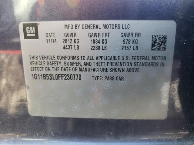 Photo 10 from auction – 2015 CHEVROLET MALIBU LS with VIN 1G11B5SL0FF230770