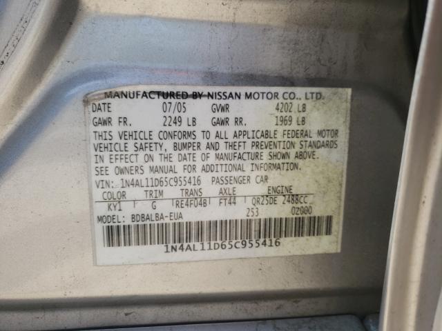 Photo 10 from auction – 2005 NISSAN ALTIMA S with VIN 1N4AL11D65C955416