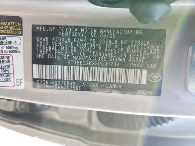 Photo 10 from auction – 2005 TOYOTA CAMRY LE with VIN 4T1BE32K85U091234