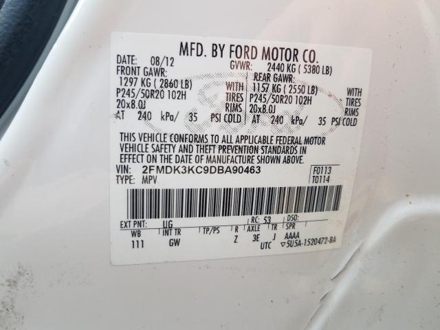 Photo 10 from auction – 2013 FORD EDGE LIMIT with VIN 2FMDK3KC9DBA90463
