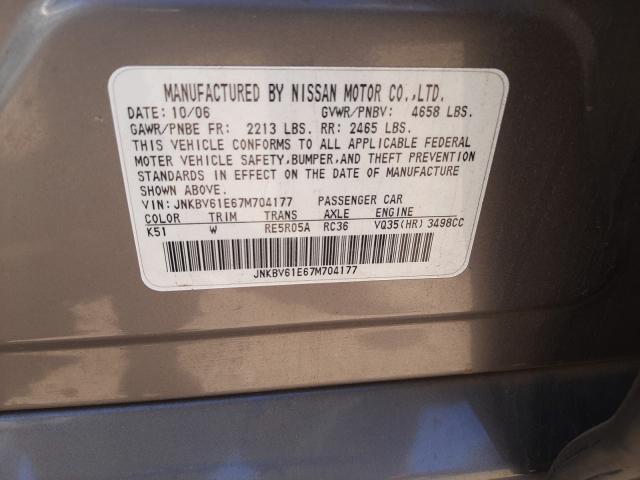 Photo 10 from auction – 2007 INFINITI G35 with VIN JNKBV61E67M704177