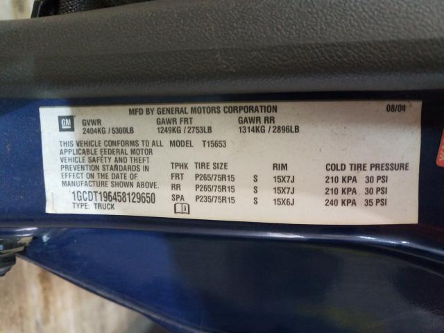 Photo 10 from auction – 2005 CHEVROLET COLORADO with VIN 1GCDT196458129650