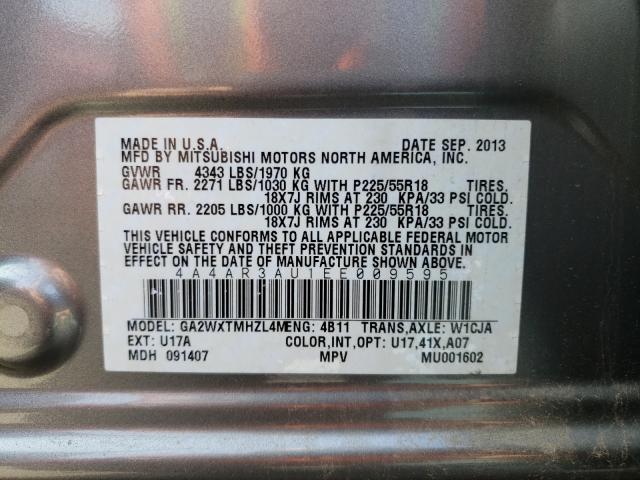 Photo 10 from auction – 2014 MITSUBISHI OUTLANDER with VIN 4A4AR3AU1EE009595