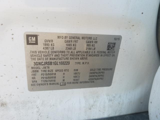 Photo 10 from auction – 2016 CHEVROLET TRAX LTZ with VIN 3GNCJRSB1GL168229